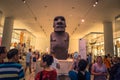 London - August 06, 2018: A Moai Statue from Easter Island in the Brtitish Museum in London, England