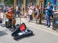 Live street music in the hip Shoreditch quarter of London