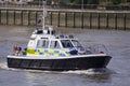 London, 8 August, 2012-Police boat patrolling on the river Thames, during the 2012 London Olympics