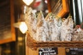 LONDON - AUGUST 23, 2017: Saucissons on Borough market in London