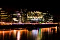 London on the banks of the Thames. Night panoramic view downtown Skyline