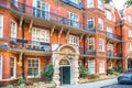 London. Beautiful house entrance of periodic building in Chelsea, one of the richest areas to live with fancy lifestyle