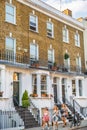 London. Beautiful house entrance of periodic building in Chelsea, one of the richest areas to live with fancy lifestyle