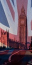 London Big Ben blended with British Flag Union Jack Royalty Free Stock Photo