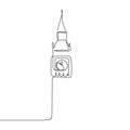 London big ben continuous single one line drawing vector illustration