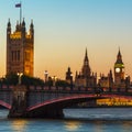 London, Big Ben and Houses of Parliament at dusk Royalty Free Stock Photo