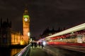 London Big Ben night bus light trails UK