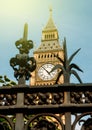 London, Big Ben sunny day and protection fence Royalty Free Stock Photo