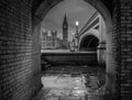 London big ben view frame black and white