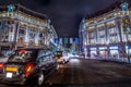 London black cab. Pedestrian and traffic in Oxford Circus at night Royalty Free Stock Photo