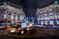 London black cab. Pedestrian and traffic in Oxford Circus at night Royalty Free Stock Photo