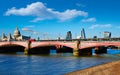 London Blackfriars bridge in Thames river Royalty Free Stock Photo