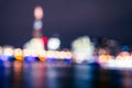 London blurred bokeh skyline at night on River Thames city background Royalty Free Stock Photo