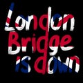 London bridge is down phrase illustration, code phrase for elizabeth II death funeral. British monarch burial name, hand