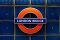 London Bridge metro, tube sign. London underground title. Royalty Free Stock Photo