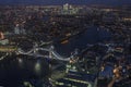 London bridge at night aerial view Royalty Free Stock Photo