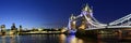 London Bridge over Thames river night panorama, UK Royalty Free Stock Photo