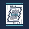 London britain abstract flat frame graphic vector illustration denim vintage Royalty Free Stock Photo