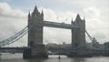 London, Britain-September, 2019: Beautiful view of old tower bridge on background of sky. Action. Beautiful historic