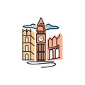 london building icon line and color design vector illustration