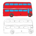 London bus contour drawing in pencil
