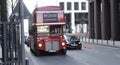 London Bus in Frankfurt am Main city, Germany Royalty Free Stock Photo