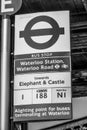 London Bus stop Waterloo Station - LONDON - GREAT BRITAIN - SEPTEMBER 19, 2016 Royalty Free Stock Photo