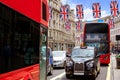 London bus and Taxi Regent Street W1 Royalty Free Stock Photo