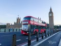 London bus TFL number 12 at Westminster Bridge and Big Ben