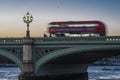 London Bus on Westminster Bridge