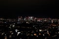 London business district, Canary Wharf cityscape at night, aerial view Royalty Free Stock Photo