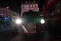 London cab front view. Classical taxi cab in London. Royalty Free Stock Photo