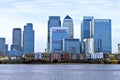 London Canary Wharf cityscape over Thames River Royalty Free Stock Photo