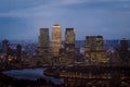 London, Canary Wharf skyline at night Royalty Free Stock Photo