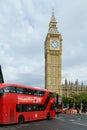 London Central red double decker bus in front of Elizabeth Tower with Big Ben Royalty Free Stock Photo