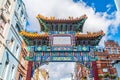 London Chinatown entrance gate in traditional chinese design, England