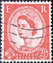 Used British postage stamp from the Queen Elizabeth II series - Predecimal Wilding