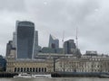 London city architecture seen from a cruising boat on Thames river in 2023