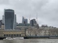 London city architecture seen from a cruising boat on Thames river in 2023