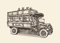 London city bus. Vintage sketch vector illustration Royalty Free Stock Photo