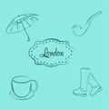 London city doodles elements collection. Royalty Free Stock Photo