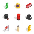 London city elements icons, isometric 3d style Royalty Free Stock Photo