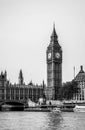 London city / England: Black and white of Big Ben and parliament Royalty Free Stock Photo