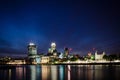 London city / England: City skyline in twilight near Tower Bridge