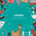 London City Frame Background Flat Poster Royalty Free Stock Photo