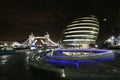 London City Hall and Tower Bridge at Night Royalty Free Stock Photo