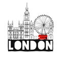 London City hand drawn skyline. Vector EPS10