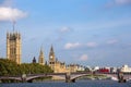 London city Houses of Parliament, River Thames bridge landscape, copy space Royalty Free Stock Photo