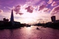 London city at night , panoramic view from Tower Bridge Royalty Free Stock Photo