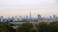 London city panorama from Greenwich hill Royalty Free Stock Photo
